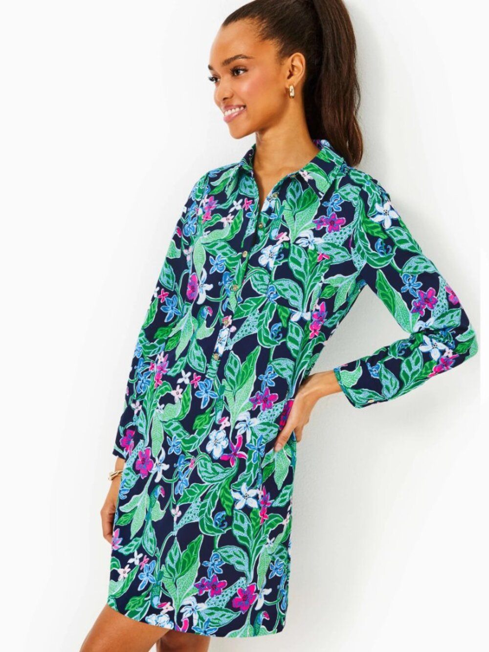 Lilly Pulitzer Kindra Dress Multi Untamed Triple Chill Effect UPF 50 Size XS NEW
